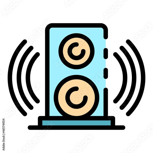 Subwoofer waves icon. Outline subwoofer waves vector icon color flat isolated
