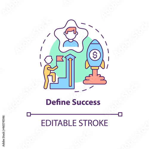 Define success concept icon. Personal achievement. Employee goals in work. Career advancement abstract idea thin line illustration. Vector isolated outline color drawing. Editable stroke