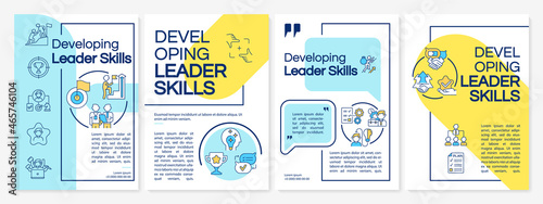 Lader skills brochure template. Professional growth. Flyer, booklet, leaflet print, cover design with linear icons. Vector layouts for presentation, annual reports, advertisement pages