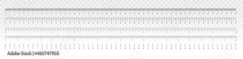 Measurement scale, markup for a ruler. Measuring tool. Size indicator units. Metric inch size indicators.