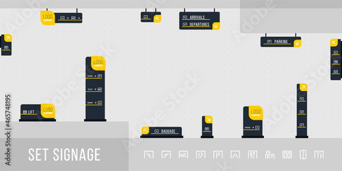 Set of exterior and interior signage concept. photo