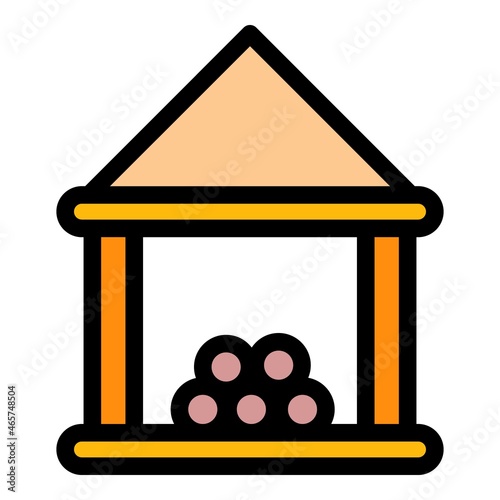 Wooden bird feeder icon. Outline wooden bird feeder vector icon color flat isolated