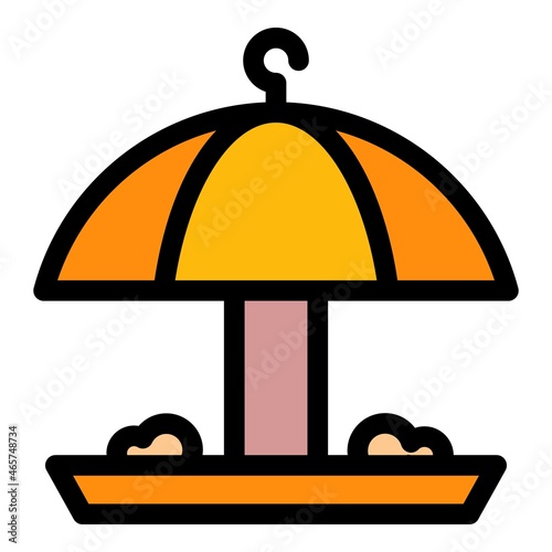 Umbrella bird feeder icon. Outline umbrella bird feeder vector icon color flat isolated