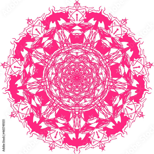 Life-affirming ornament with angel wings in crimson tones. Vector. Ability to change to any size without loss of quality.