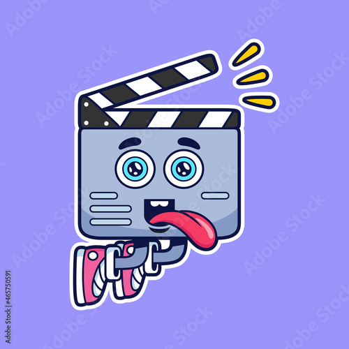 Cute doodle movie clapper cartoon