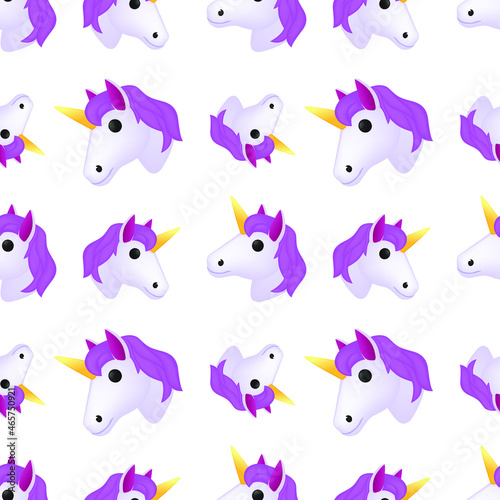 Unicorn Icon Emoji Pattern Design. Fantasy Horn Horse Seamless Background Symbols. Emoticon Illustration Design Vector.