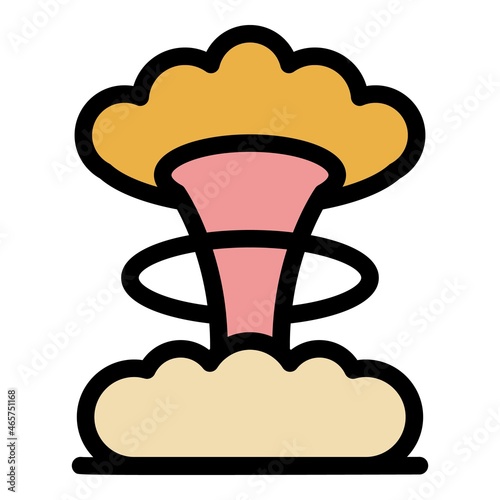 Nuclear mushroom cloud icon. Outline nuclear mushroom cloud vector icon color flat isolated