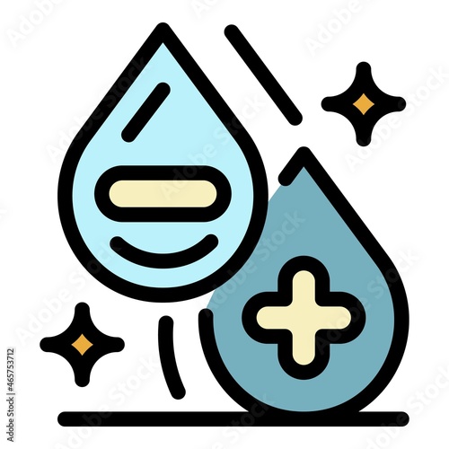 Rh blood group icon. Outline Rh blood group vector icon color flat isolated