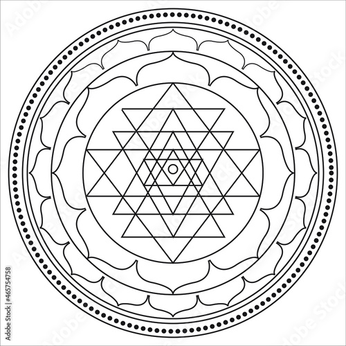 Traditional Asian, Indian Yantra motif design for textile printing, fabric printings