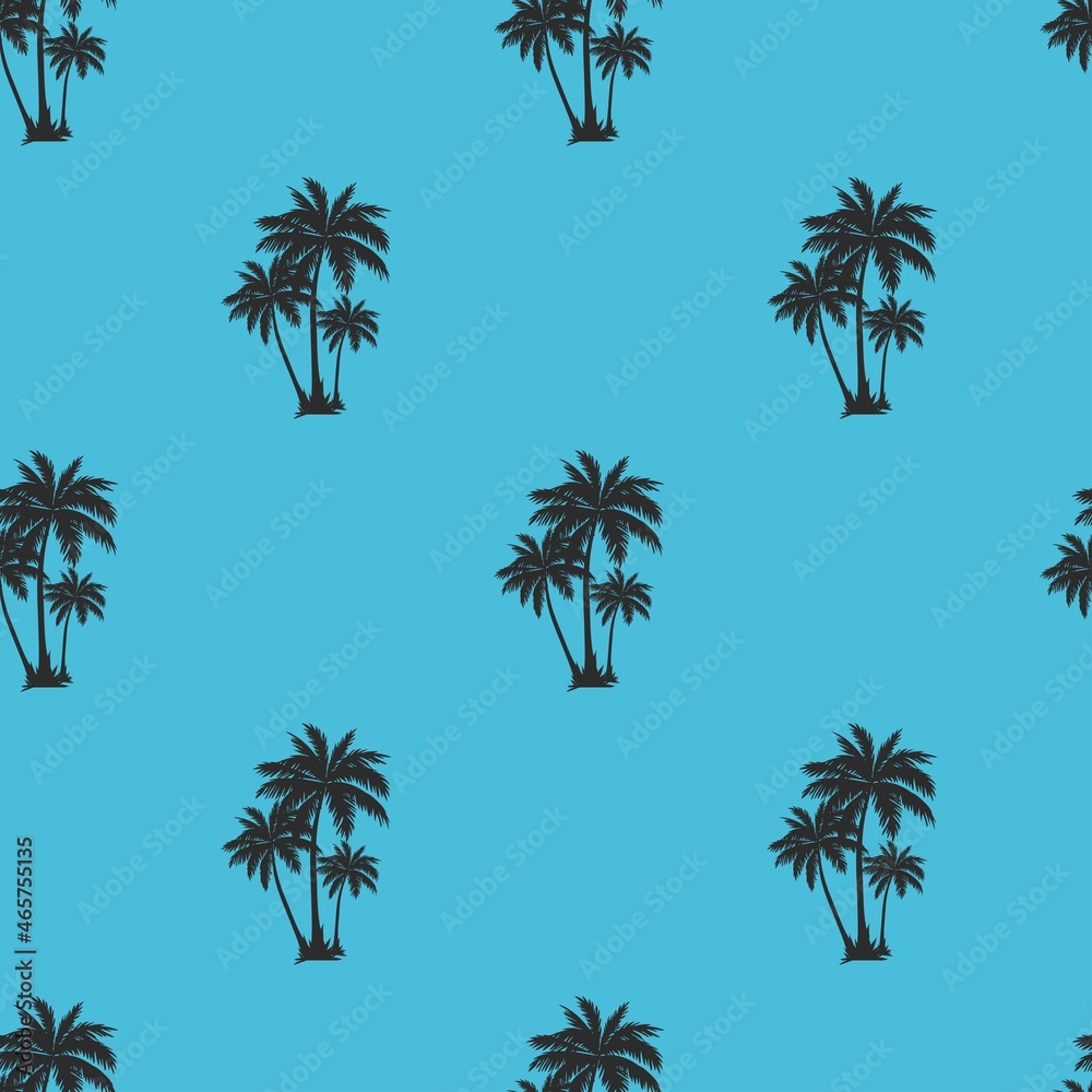 vector summer palm print. seamless beach palm print on blue background. abstraction on clothes