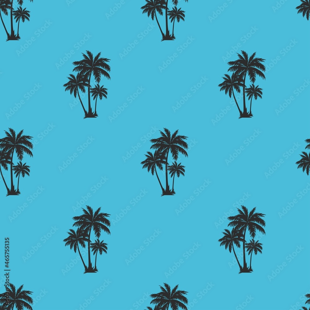 vector summer palm print. seamless beach palm print on blue background. abstraction on clothes vector summer palm print. seamless beach palm print on blue background. abstraction on clothes