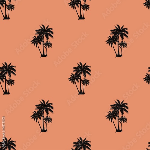 vector summer palm print. seamless beach palm print on orange background. abstraction on clothes