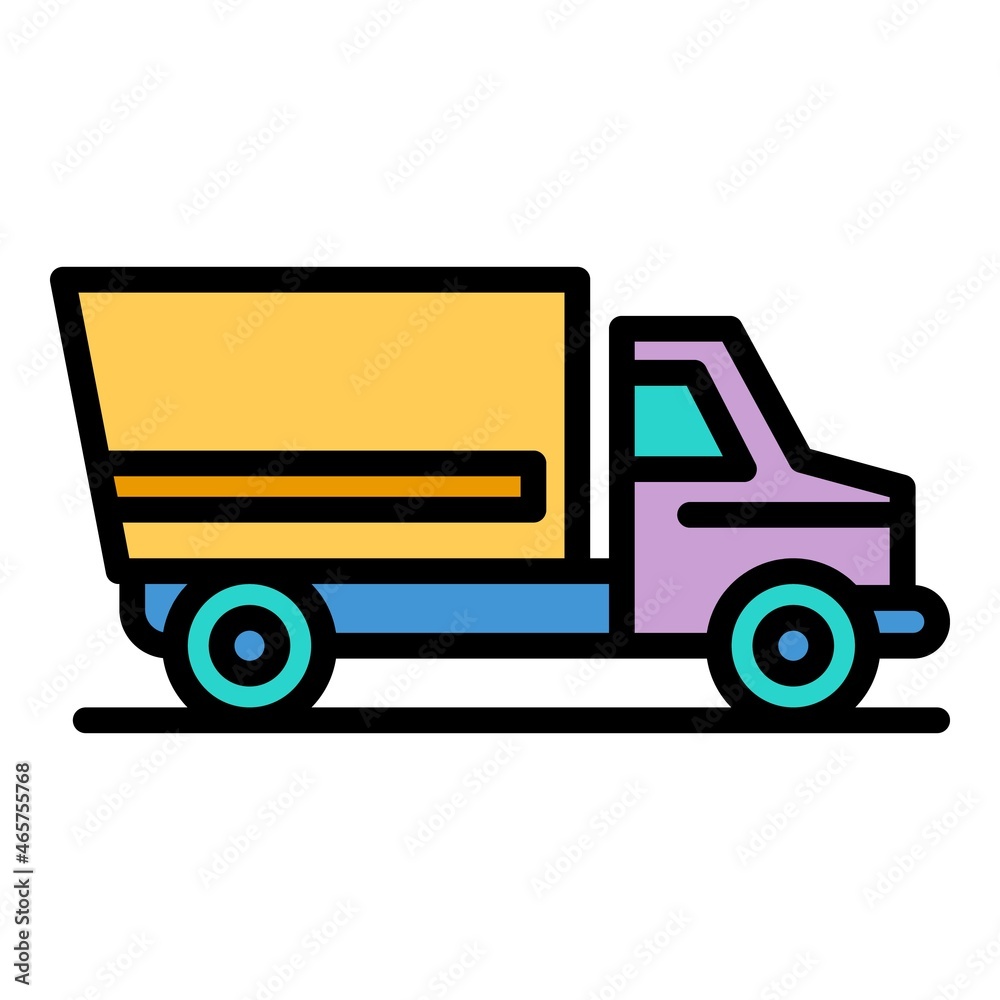 Machine tipper icon. Outline machine tipper vector icon color flat isolated