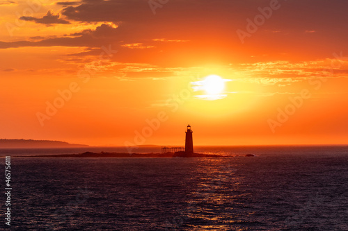 lighthouse at sunset in Portland, ME