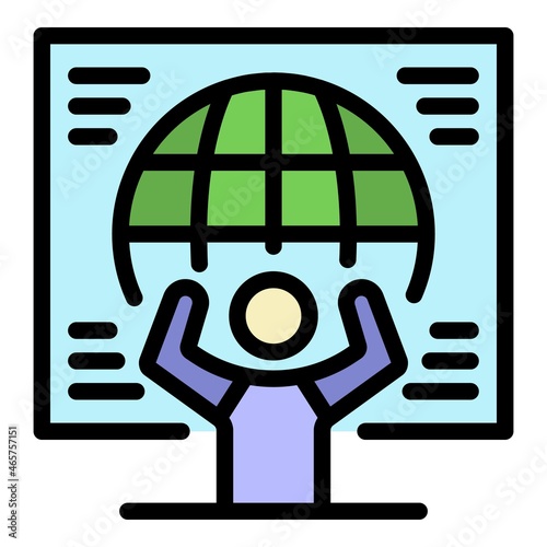 Global ecologist icon. Outline global ecologist vector icon color flat isolated
