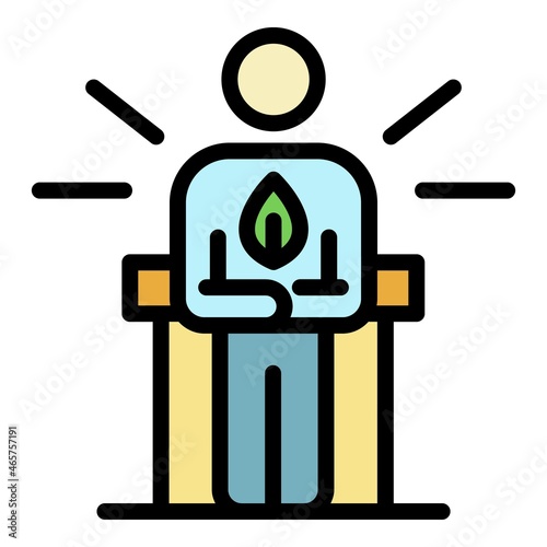 Ecologist man icon. Outline ecologist man vector icon color flat isolated