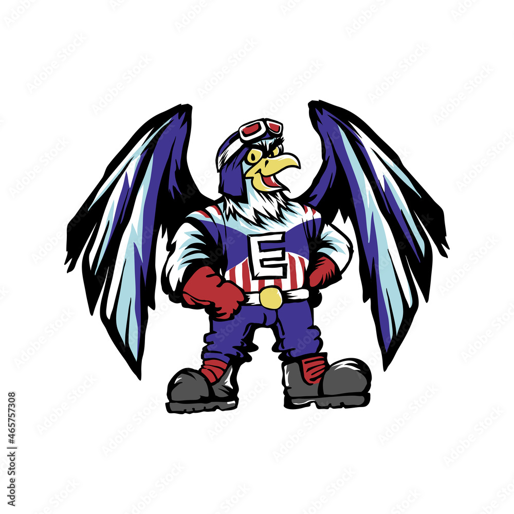 Fototapeta premium Hand Drawing vector Eagle Superhero mascot