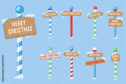 Winter holiday xmas signs for the north pole.