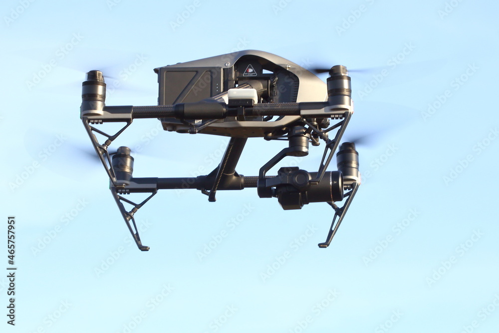 Flying drone with a camera and a 24 mm lens