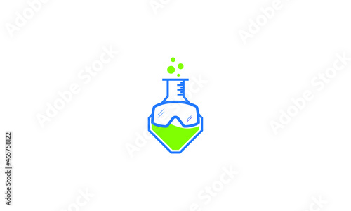 science lab beaker with googles vector