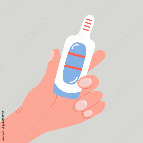 Hand hold HIV AIDS self test. Modern flat vector isolated illustration in trendy colors