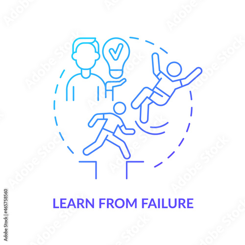 Learn from failure blue gradient concept icon. Happiness mindset abstract idea thin line illustration. Mistakes and setbacks as motivation to self development. Vector isolated outline color drawing