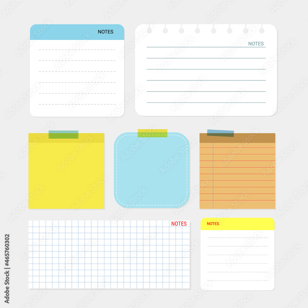 Collection of post note and paper note illustrations. Collection of post note and paper note illustrations.
