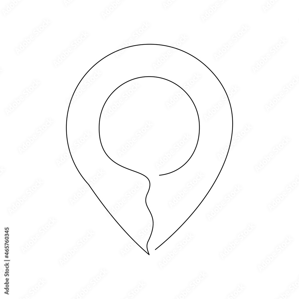 Continuous line drawing of pin map navigation. Single one line art of location point marker. Vector illustration Continuous line drawing of pin map navigation. Single one line art of location point marker. Vector illustration