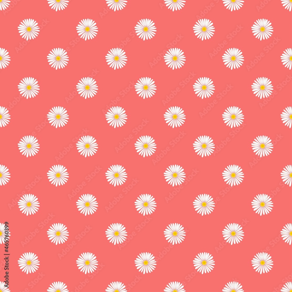 chamomile flowers on a red background. flowers seamless print. light summer print for clothing or print. vector print.