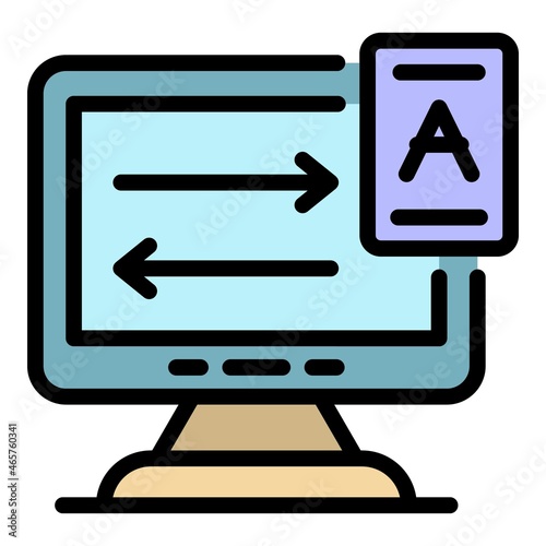 Computer language translator icon. Outline computer language translator vector icon color flat isolated