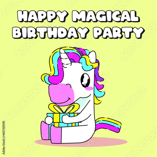 Cute unicorn quote vector illustration  birthday unicorn