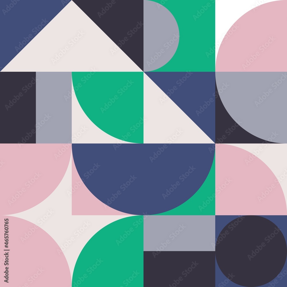 Abstract geometric artwork design with simple square, triangle, circle shapes. Vertical pattern with geometric elements. Ideal for web banner, business presentation, branded packaging, fabric printing