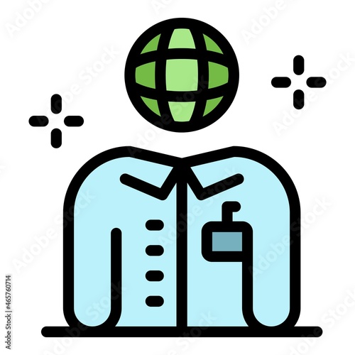 Global foreign language teacher icon. Outline global foreign language teacher vector icon thin line color flat isolated