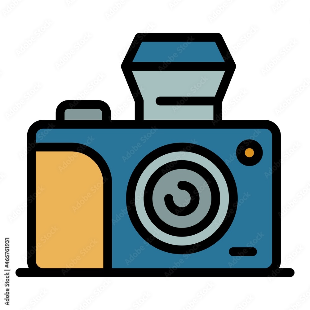Investigator camera icon. Outline investigator camera vector icon color flat isolated Investigator camera icon. Outline investigator camera vector icon color flat isolated