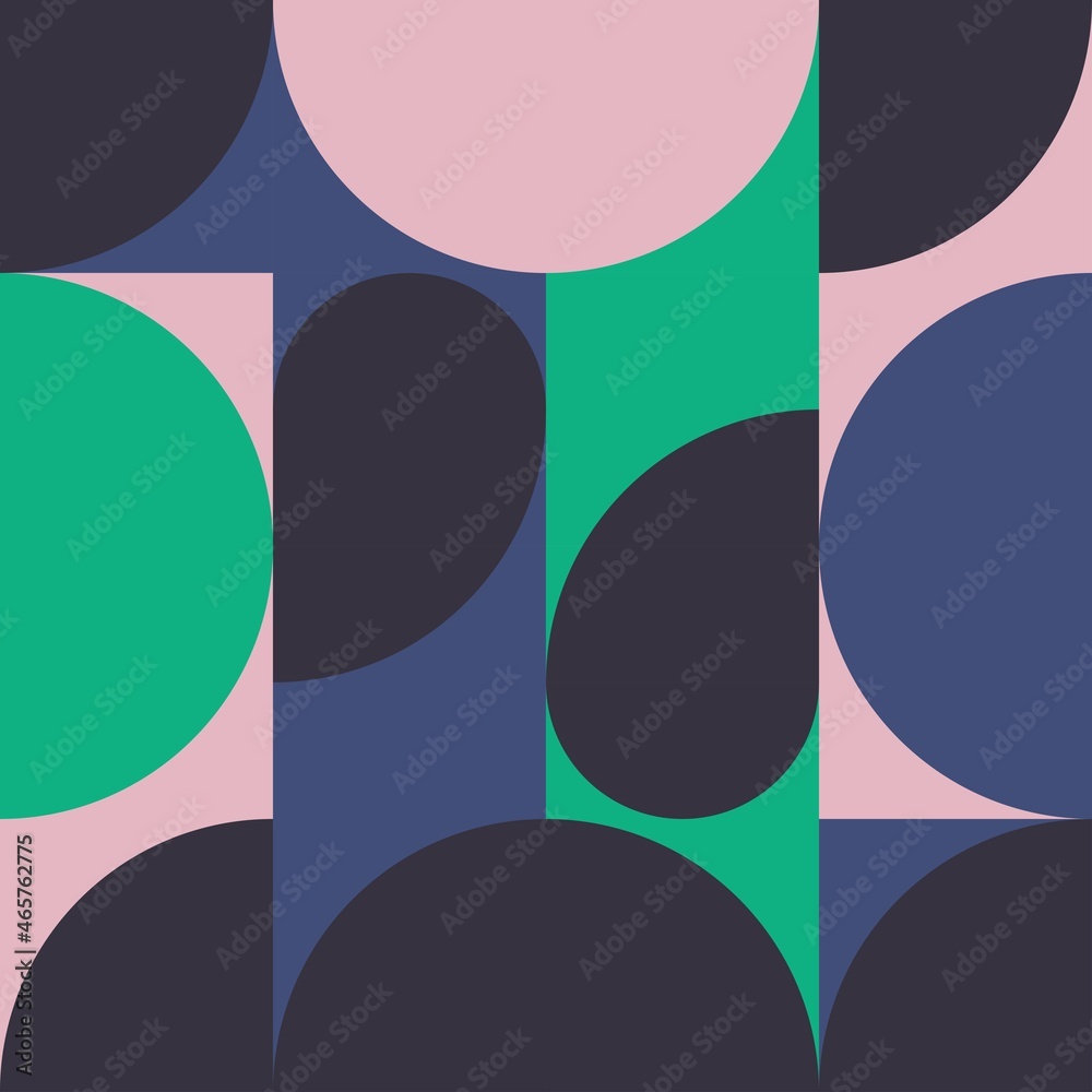 A work of modern art of abstract unusual composition, made with geometric shapes and elements. Simple geometric vector background useful for web designs, business cards, invitations, posters, fashion 