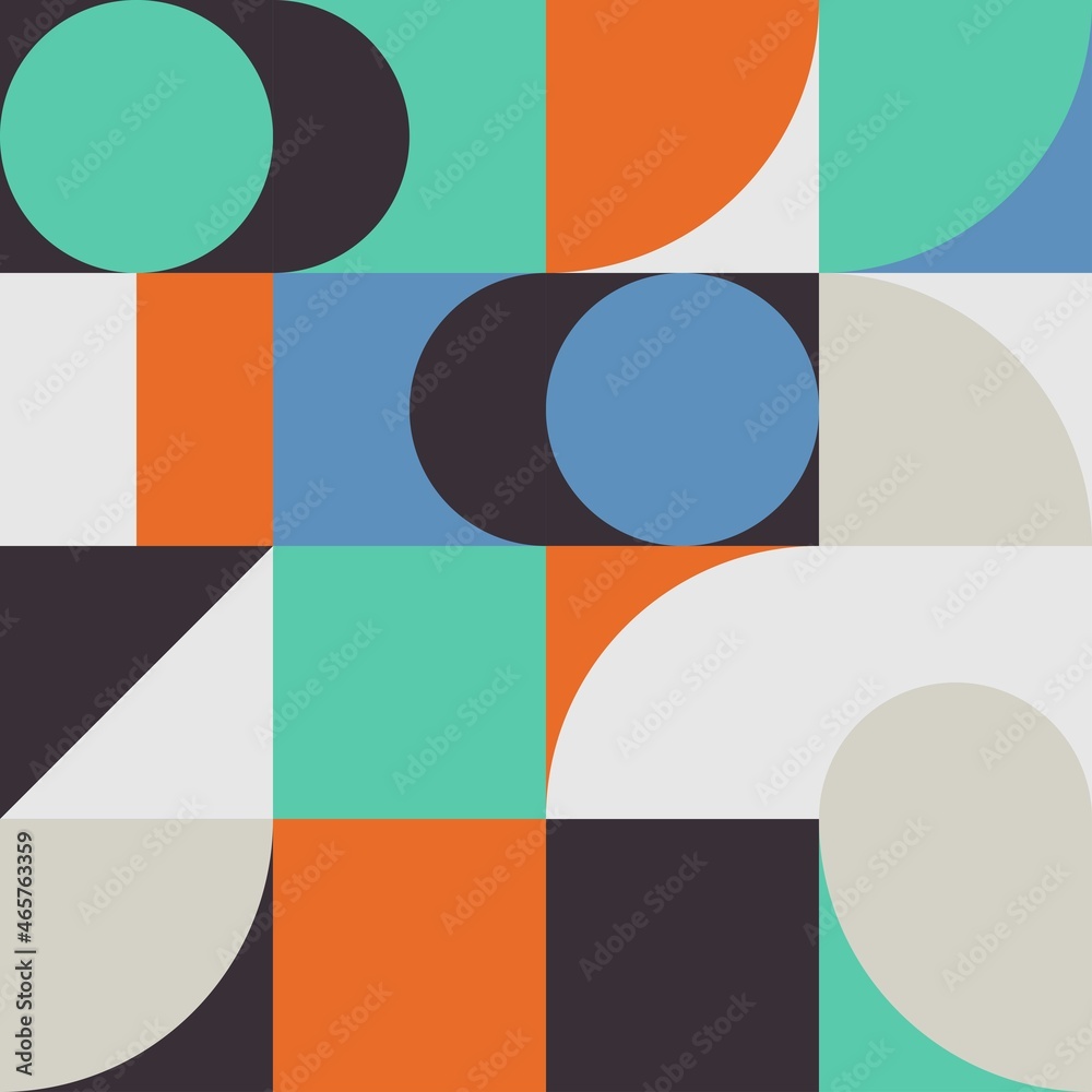 Neo-modernism artwork painting is done with abstract vector geometric shapes and shapes. Simple bold graphic designs useful for web art, invitation cards, posters, prints, textiles, backgrounds	