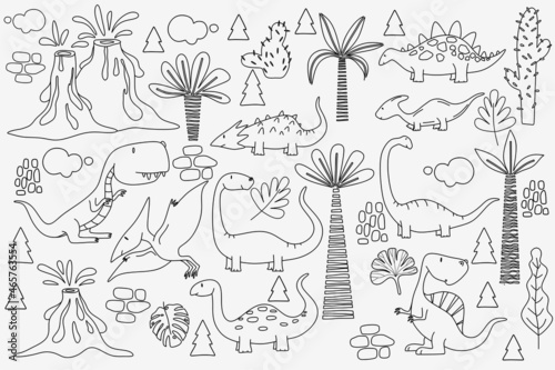 Set of different vector dinosaurs