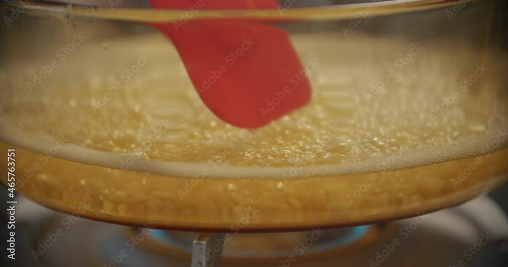Close Up Boiling Green Beans in Glass Pot Close Up Boiling Green Beans in Glass Pot