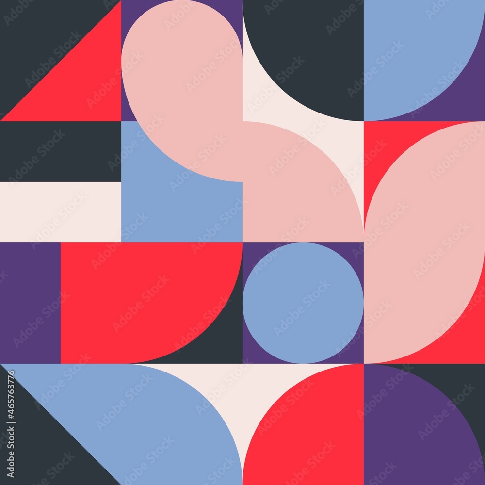  A Scandinavian piece of art made using simple geometric shapes and hand-drawn shapes. Abstract vector composition useful for backgrounds, poster design, fabric prints, invitation letters.									