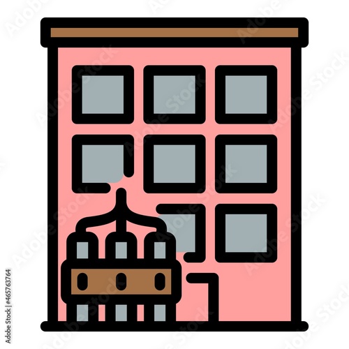 Dog handler building icon. Outline dog handler building vector icon color flat isolated
