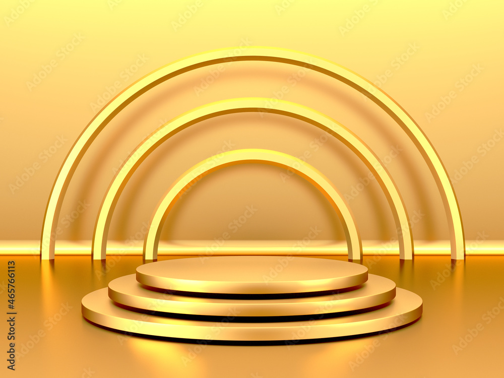 Naklejka premium Golden luxurious pedestal or blank podium