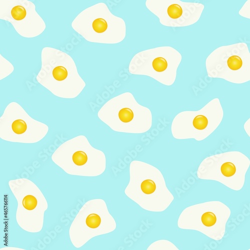 vector print scrambled eggs. seamless print of broken eggs for clothes or print. scrambled eggs on a blue background