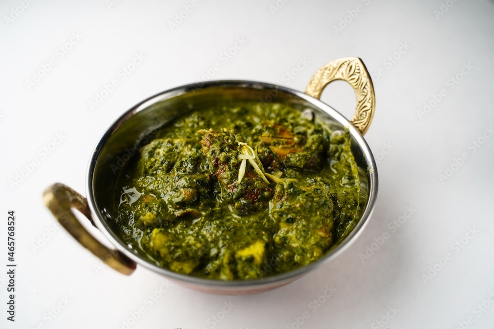 Homemade Palak chicken isolated on white Homemade Palak chicken isolated on white