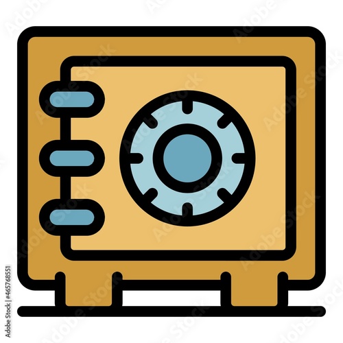 Policeman gun safe icon. Outline policeman gun safe vector icon color flat isolated