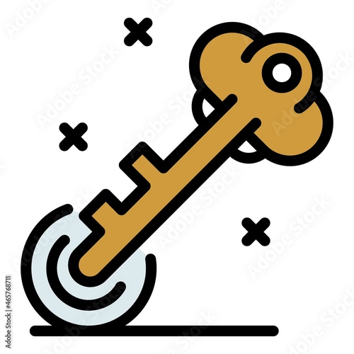 Police safe key icon. Outline police safe key vector icon color flat isolated