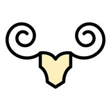 Head wildebeest icon. Outline head wildebeest vector icon color flat isolated