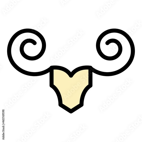 Head wildebeest icon. Outline head wildebeest vector icon color flat isolated