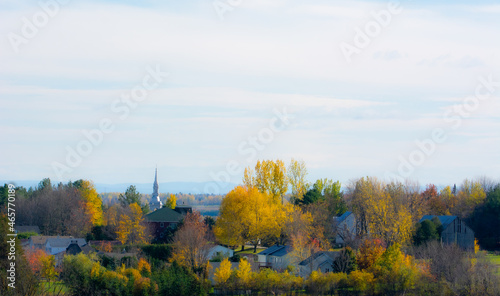 Fall colors in the Canadian countryside in the province of Quebec