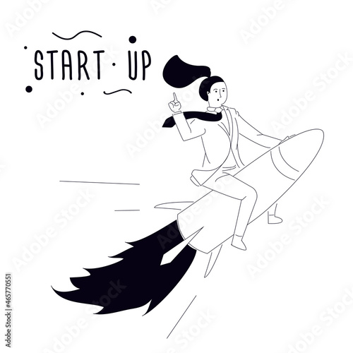 Businesswoman starting new business project. Development process. Product innovation and creative ideas. Startup launch and entrepreneurial concept