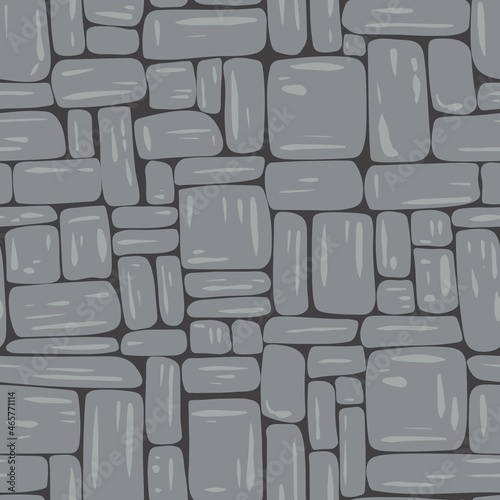 Gray brick wall seamless pattern, vector illustration. Background with old brickwork. Template for design, wallpaper, substrate.